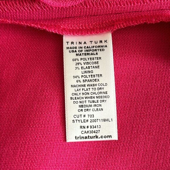 Trina Turk Women’s Wonderous Suiting Top Hot Pink Short Sleeve Size M - Picture 10 of 11
